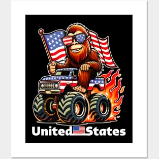 Bigfoot riding monter truck for 4th of july Posters and Art